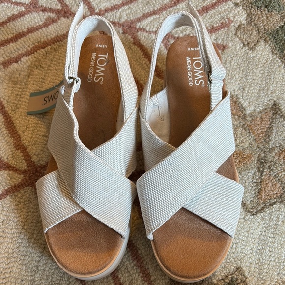 Toms Diana Crossover comfy chunky wedge espadrille Sandals neutral 8 NWT - Picture 4 of 13